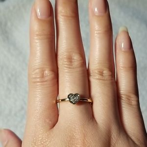 Ariella Collection Pavé Heart Silver Adjustable Ring One-Size NWT